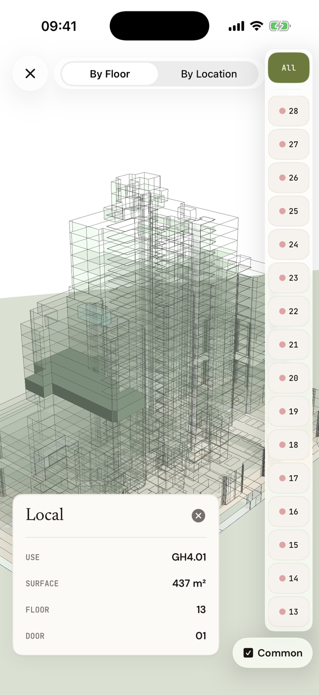 Inmuebles 3D building viewer on iPhone